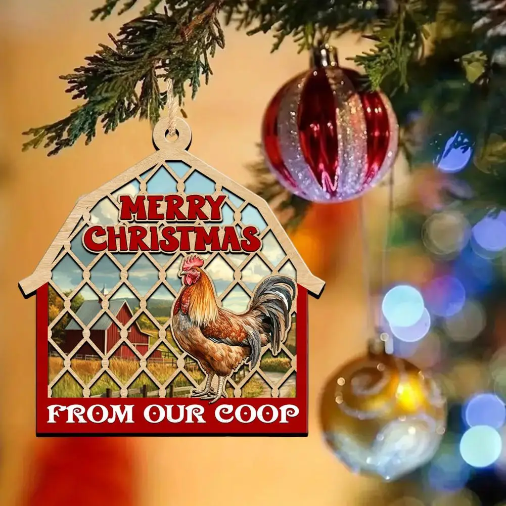 

1Pc/2Pcs Christmas Ornaments Merry Christmas From Our Wooden Ornament Farm Animal Hanging Decoration For Tree Car Decor