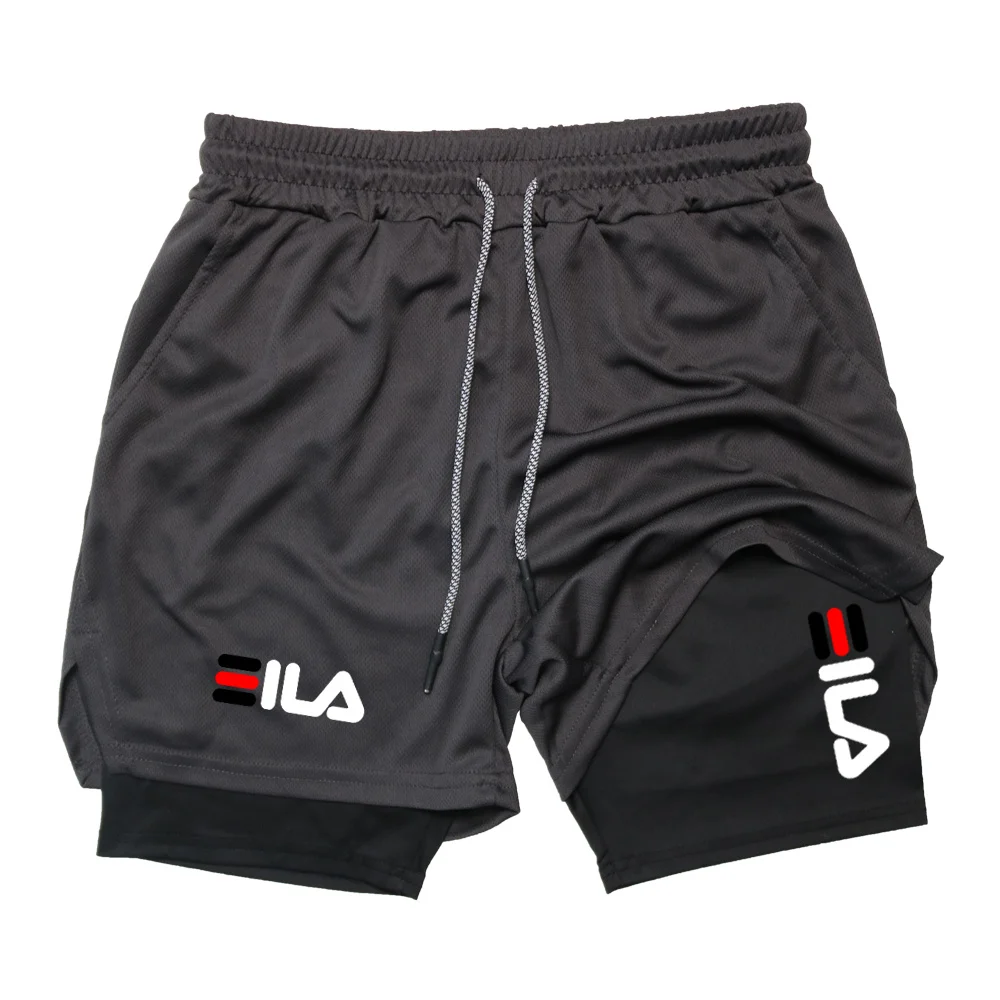 2025Men Running Shorts 2 In 1 Double-deck Sport Shorts Sportswear Gym Fitness Short Pants Training Jogging Bottom Men's Clothing