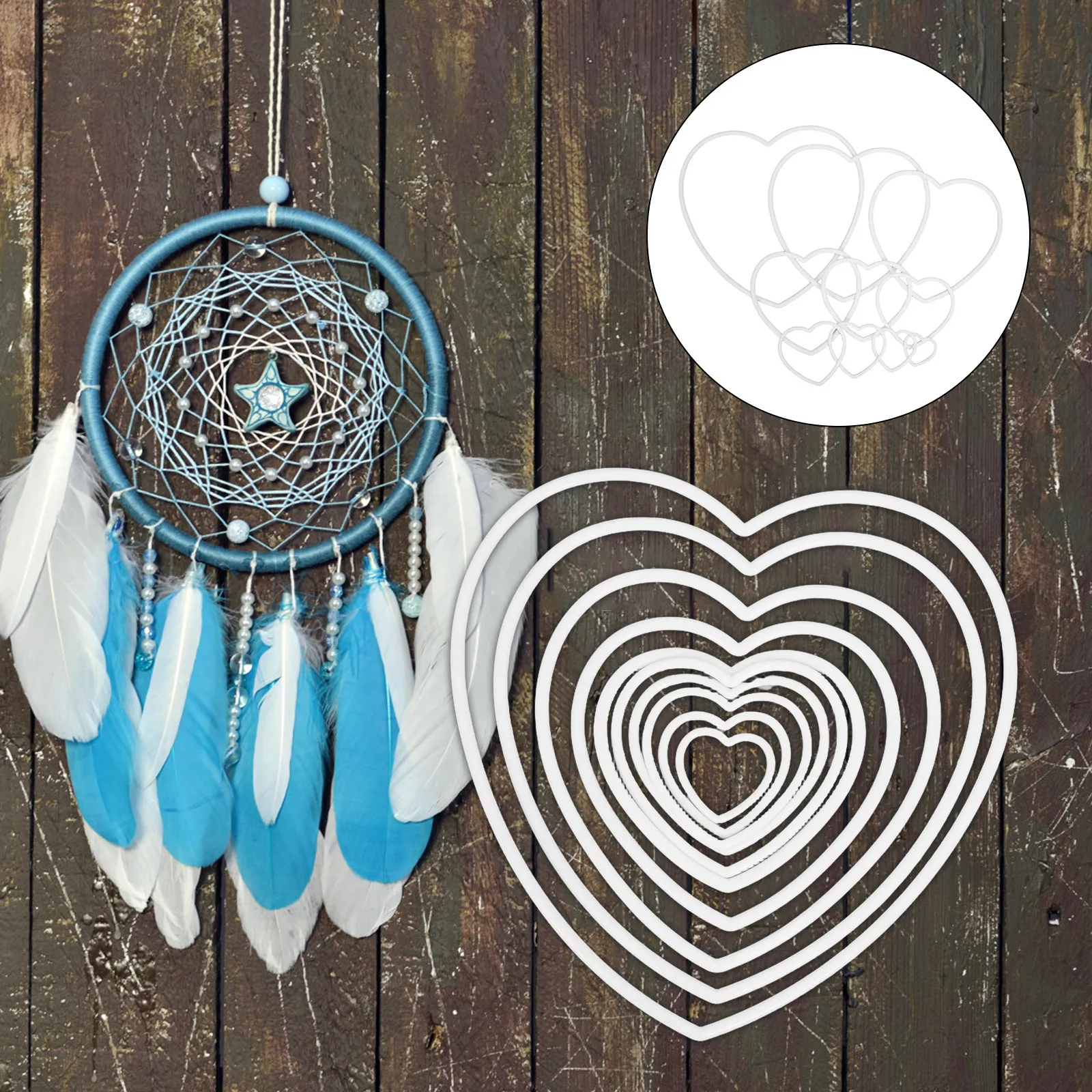 

10Pcs Lightweight Plastic Heart Dreamcatcher Rings Hoops Crafting Supplies for Macrame Embroidery Floral Wreath Bridesmaid