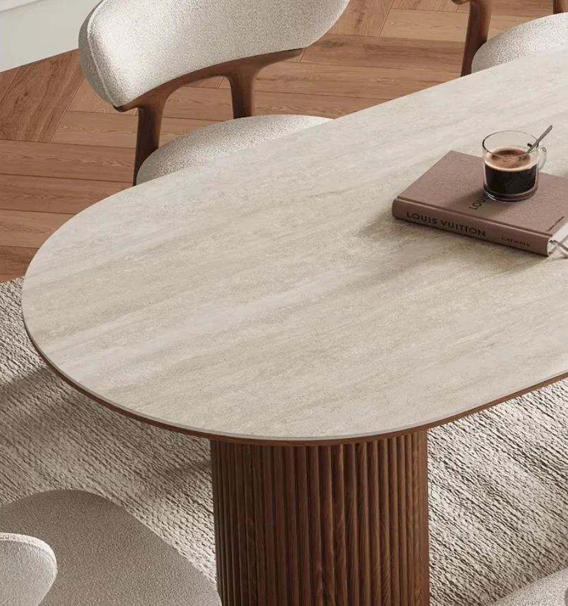 نورديك حديث، مقاس 1 طاولة + 6 كراسي طقم طعام طاولة طعام منزلية وكراسي #5