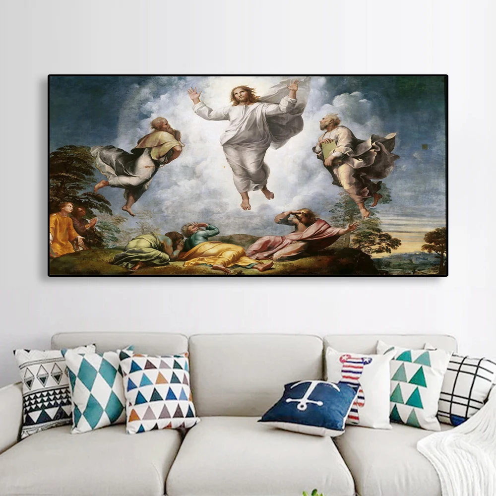 Classical Oil Painting Transfiguration of Christ Poster By Raffaello Santi Print Vintage Canvas Painting Home Room Gallery Decor