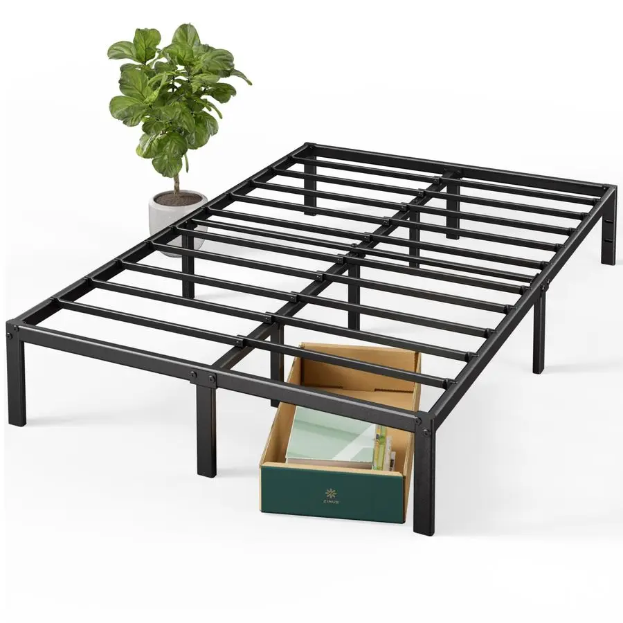 

14 Inch Elias Metal Platform Bed Frame, Steel Support, No Box Spring Needed, Easy Assembly, Queen