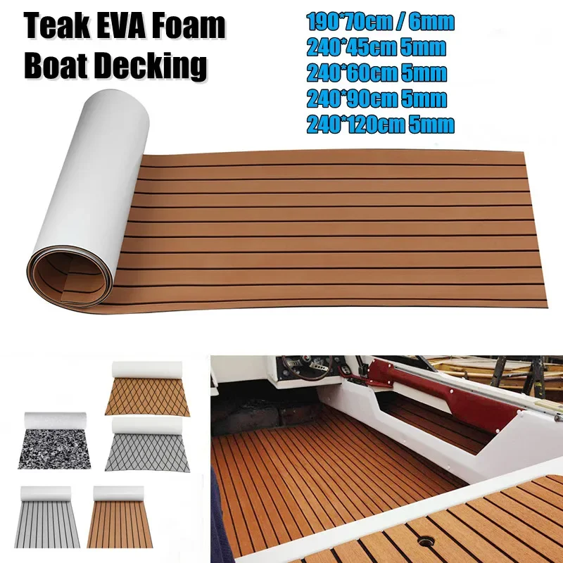 

2400x600x5mm EVA Foam Faux Teak Decking Sheet Marine Boat Flooring Pad Self Adhesive Non-slip Yacht Flooring Pad RV Floor Mat