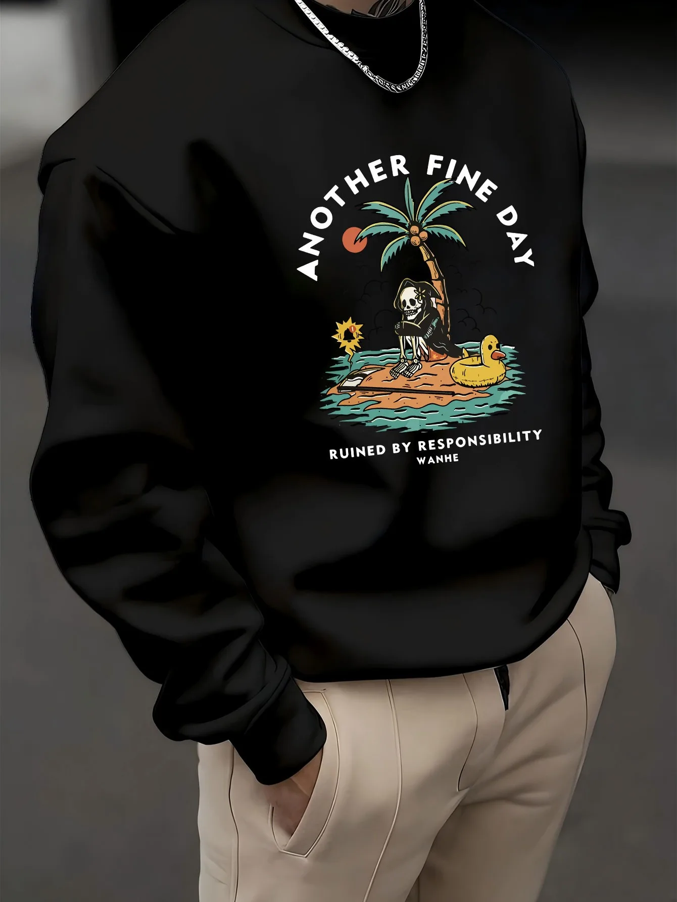 

Beach Graphic Print Autumn and Winter Men's and Women's Sweatshirts Casual Loose Outdoor Street Sports Training Brand Fashion