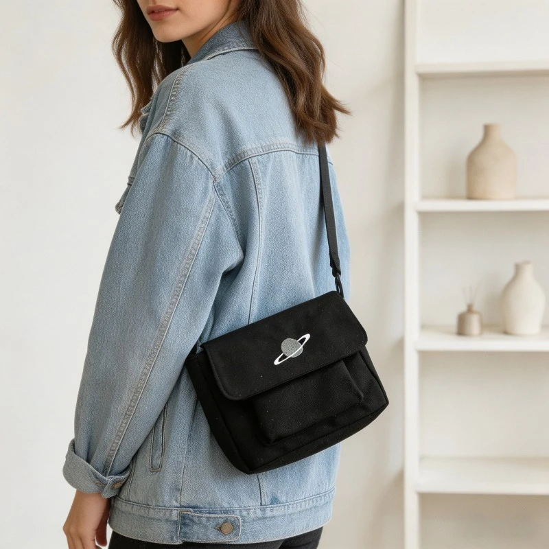 

Casual Collage Student Messenger Bag Women Small Bag Canvas Shoulder Bag for Women Print Crossbody Bags Bolsas Sac