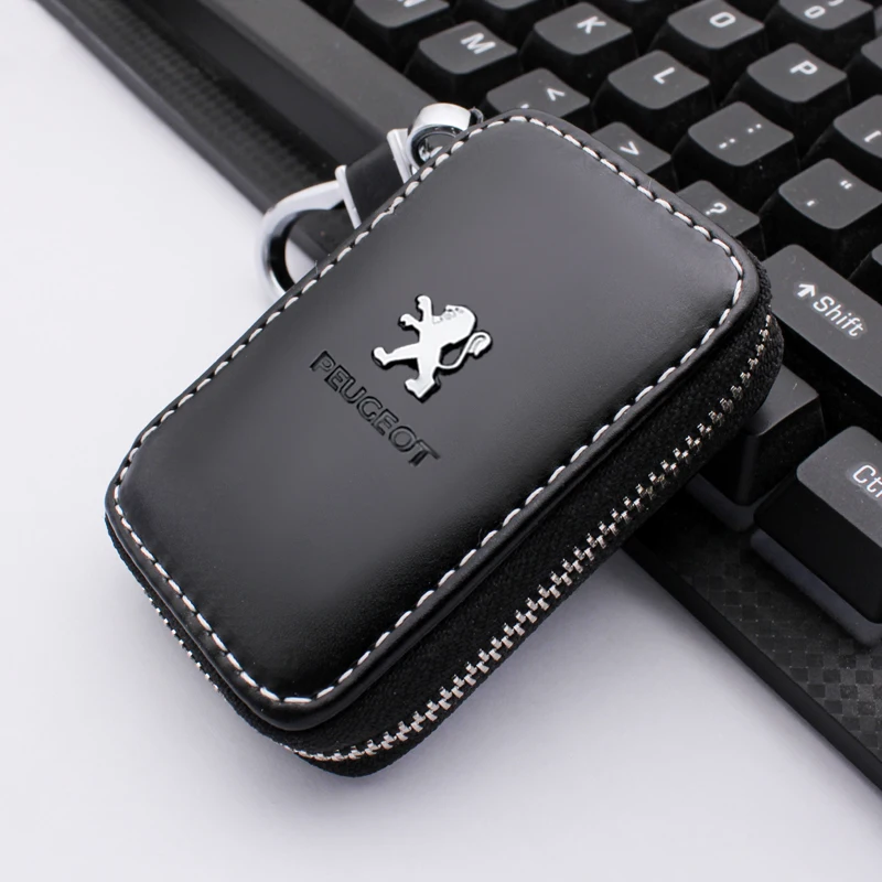 Car Logo Key Bag Multifunction Key Case Wallet for Peugeot Partner 208 308 508 407 2008 Expert 3008 206 207 307 408 Auto Emblem