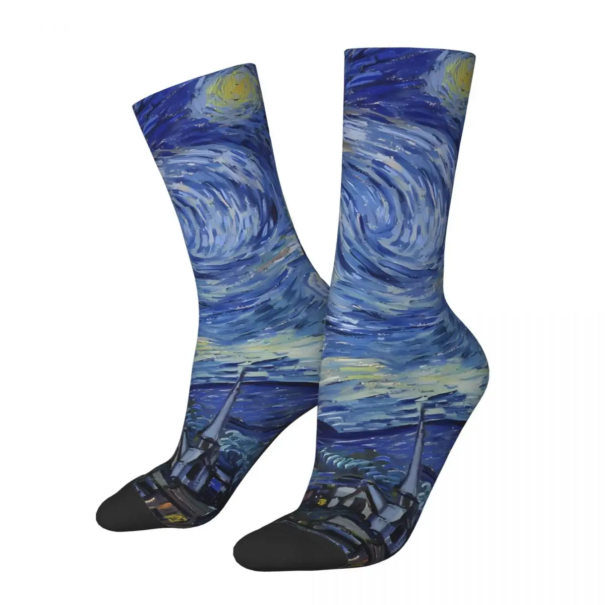 

The Starry Night By Vincent Van Gogh Funny Men's Socks Retro The Stars Street Style Crazy Crew Sock Gift Pattern Printed