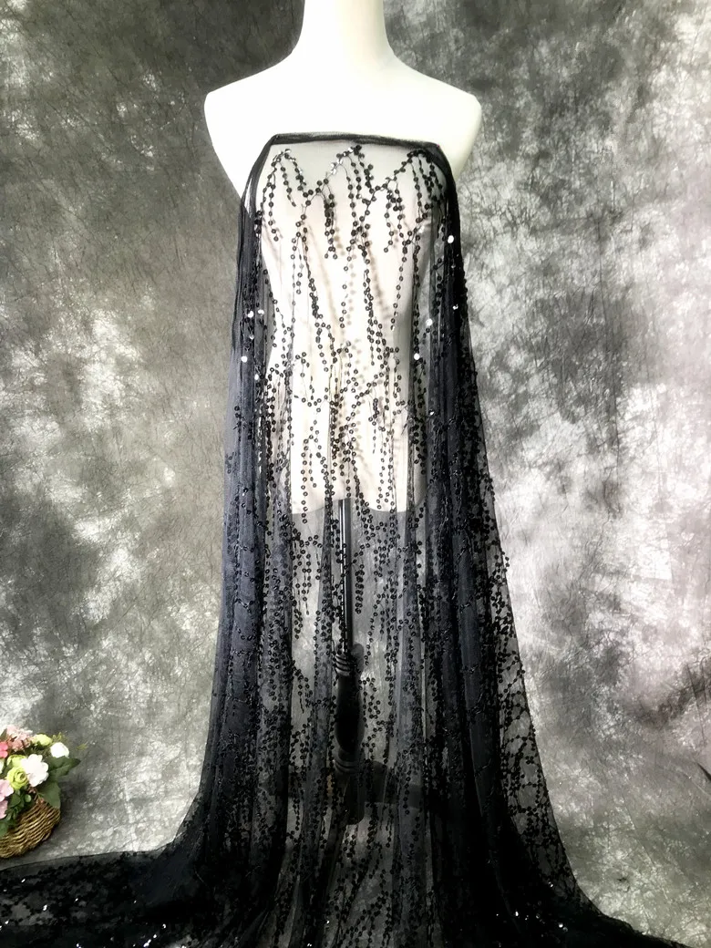 Glänzende Braut-Spitze mit Pailletten, Netzstickerei, transparenter Stoff, Hochzeitskleid-Accessoires, Quasten-Punkt, 5 Farben, neuer Stil – Detail 4
