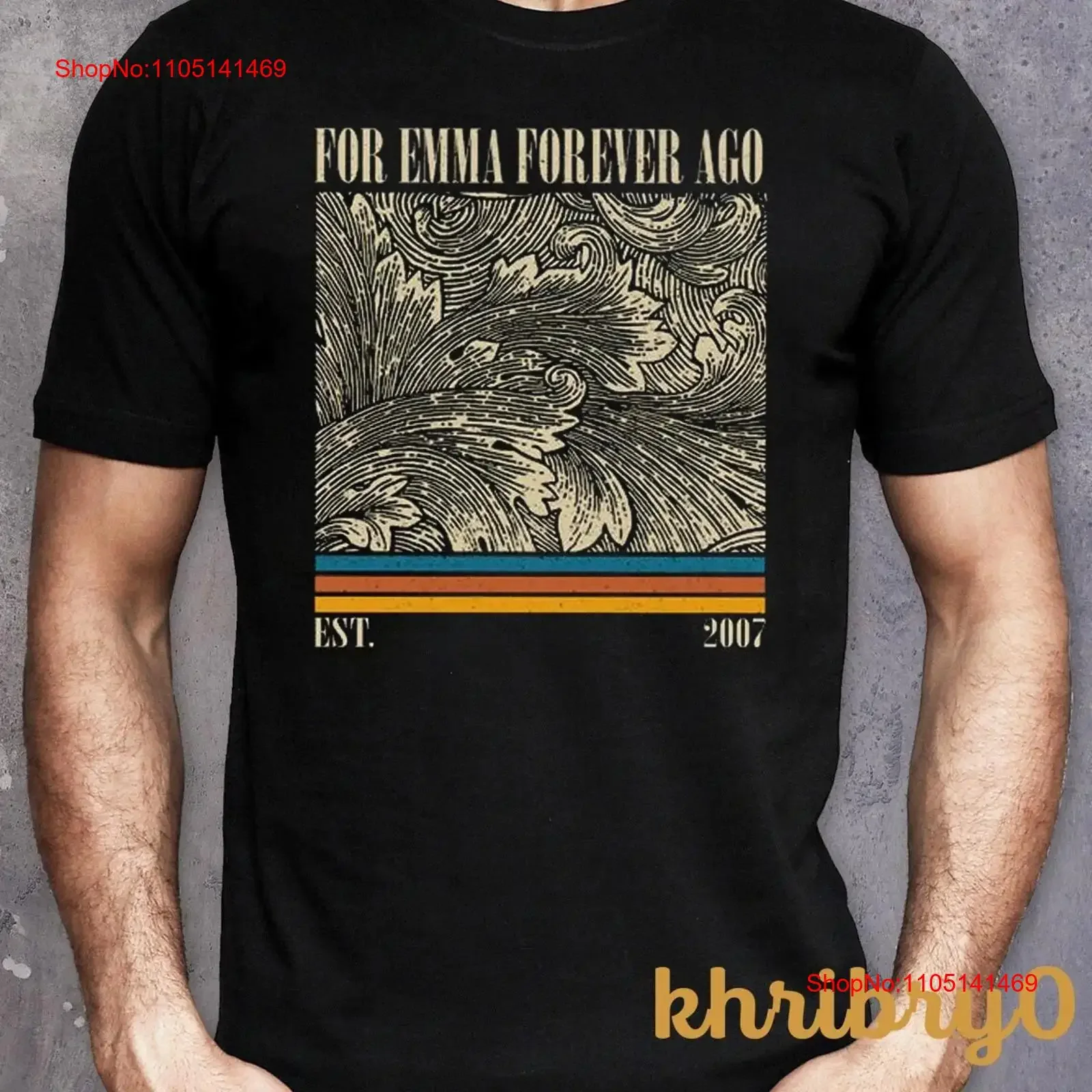 تي شيرت ألبوم Emma Forever Ago Bon Iver تي شيرت عتيق مغسول مريح وأنيق قليلاً وناعم ومتعدد الاستخدامات ملابس الشارع