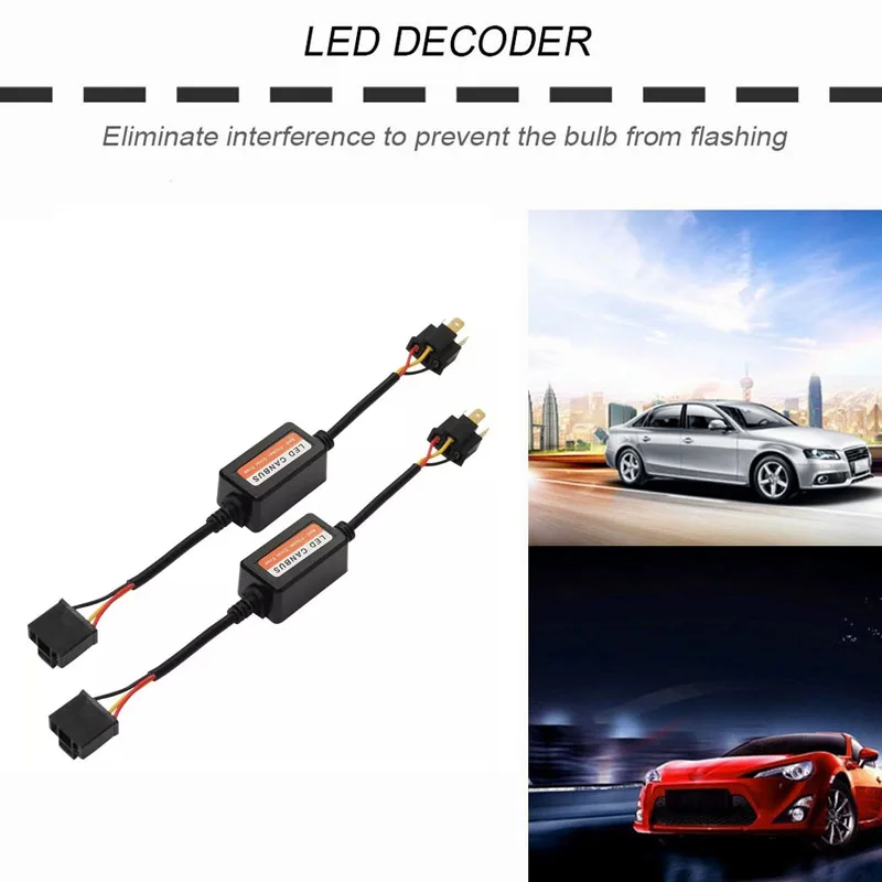 2X LED Car Headlight Canbus Decoder No Error Load H4 H7 H11 9005 9006 Conversion Kit Load Resistor Warning Canceller Auto Free