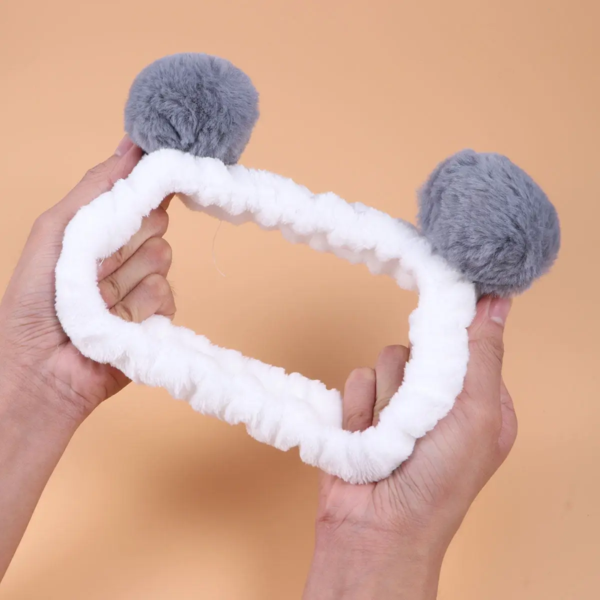 

Женская эластичная повязка на голову с ушками панды, серая, мягкая, легкая, удобная для повседневного использования, занятий спортом, вечеринок, умывания лица