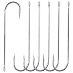 Gancho de pesca de aço carbono alto, 50 ou 100pcs, extra longo, de água doce, truta, baixo, peixe-gato, lúcio