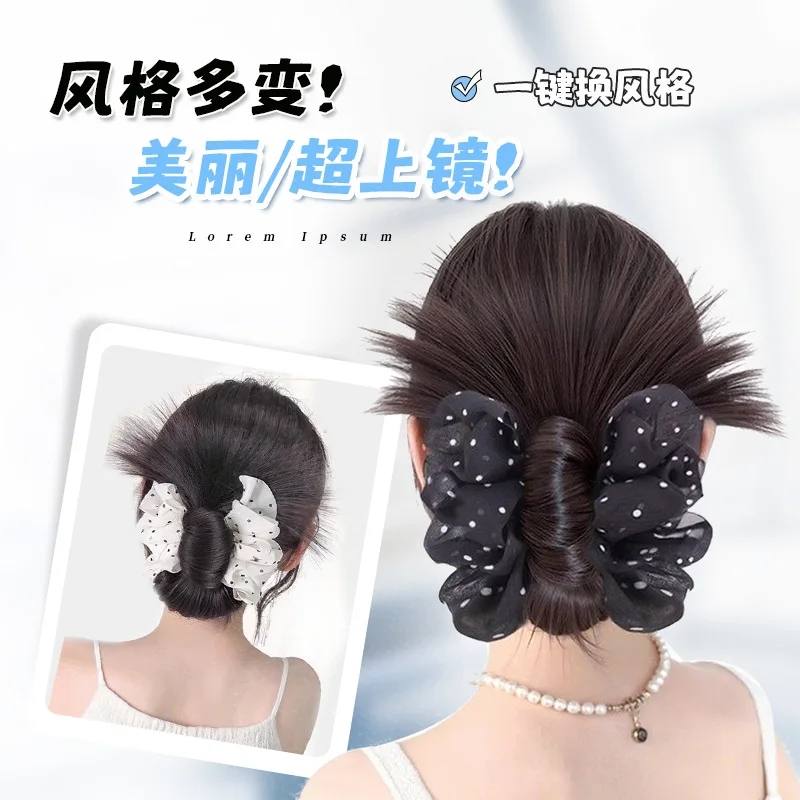 ربطة عنق منخفضة باللونين الأبيض والأسود كعكة ريشة منقطة قطعة شعر بمشبك مخلب كليب كسول جو كعكة تصفيف شعر طبيعي رقيق