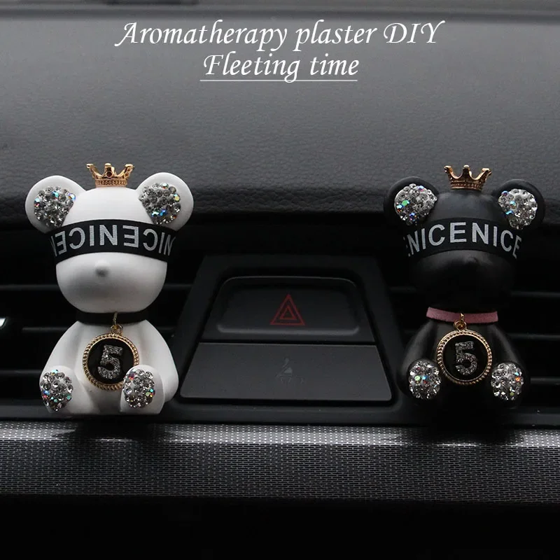 Car Trend Bear Diamond Bear Car Perfume Trend Clip Decoration Aromatherapy Car Accessories Interior Adorns Creative Ornaments