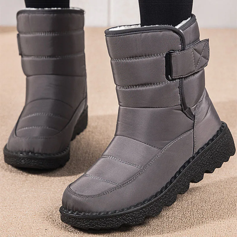 أحذية امرأة أحذية الشتاء المتوسطة المرأة الكورية نمط الثلوج الأحذية الفراء الأحذية أحذية الشتاء النساء منخفضة الكعب القتالية بوتاس Mujer