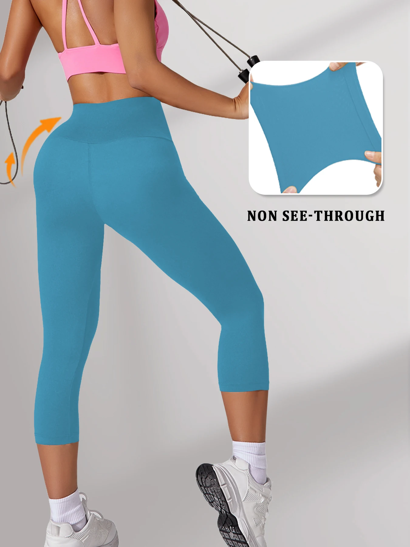 Women High Waisted Capri Pants Super Soft No See Through Tummy Control Yoga Running Workout Home Casual Leggings