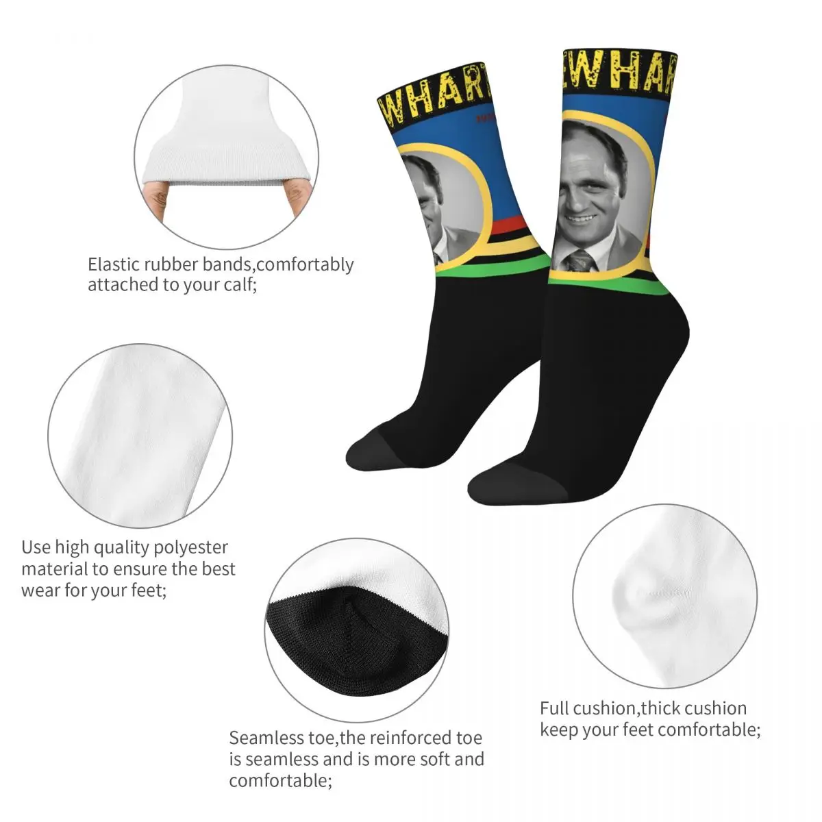 Retro Bob Newhart Comedian Theme Design Warm Crew Socks Accessories Spring Autumn Winter Humor Sitcom Cute Long Socks Breathable