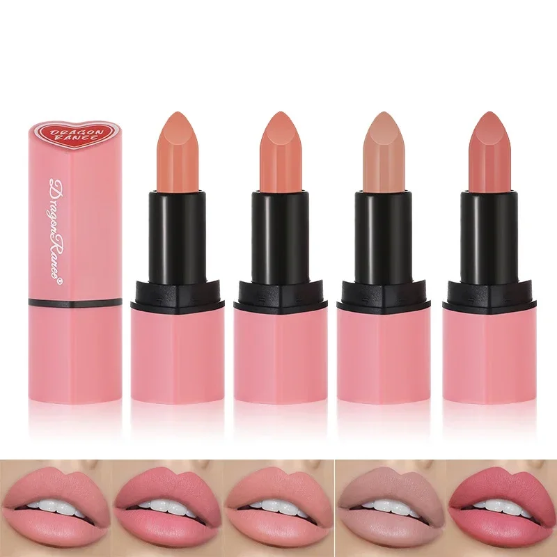 Heallor ลิปสติกหัวใจแห่งความรักที่น่ารัก lipstik Nude Matte กำมะหยี่สีชมพูสีแดงกันน้ำลิปสติกติดทนลิปบาล์มคราบชุดลิปสี mA