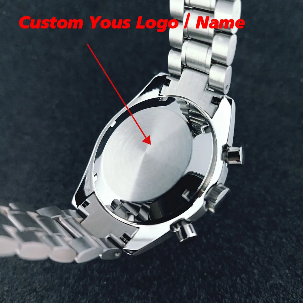 39.7mm Watch Men\'s Multifunctional Chronograph Quartz Watch Stainless Steel Case VK63 Movement Waterproof Luxury Mineral Glass