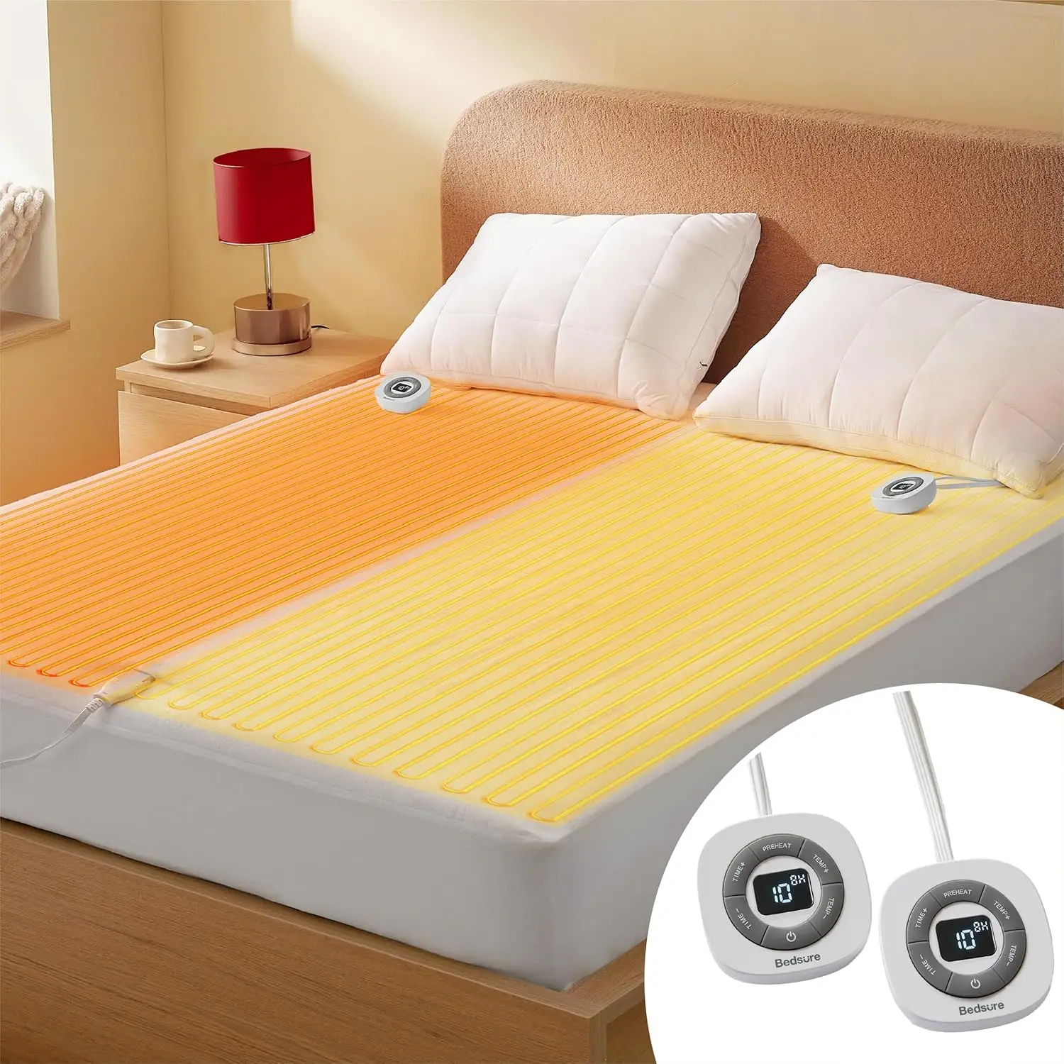 

Queen Size Electric Mattress Pad with Dual Controller, Fast Heating, 10 Settings & Timer