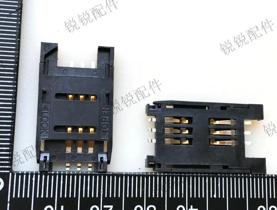 For mobile phone SIM card slot, large card holder, SMD type MUP LOCK clamshell type, long body SIM card holder connector