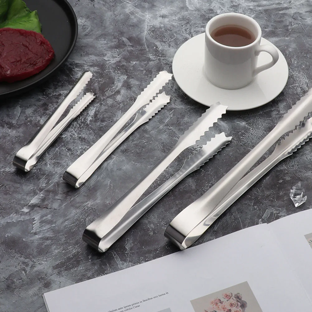 

10 Pcs Clip Tongs Stainless Steel Cocktail Whiskey Ice Tea Coffee Sugar Cubes Serving Stainless Steel Ice Clips Bucket