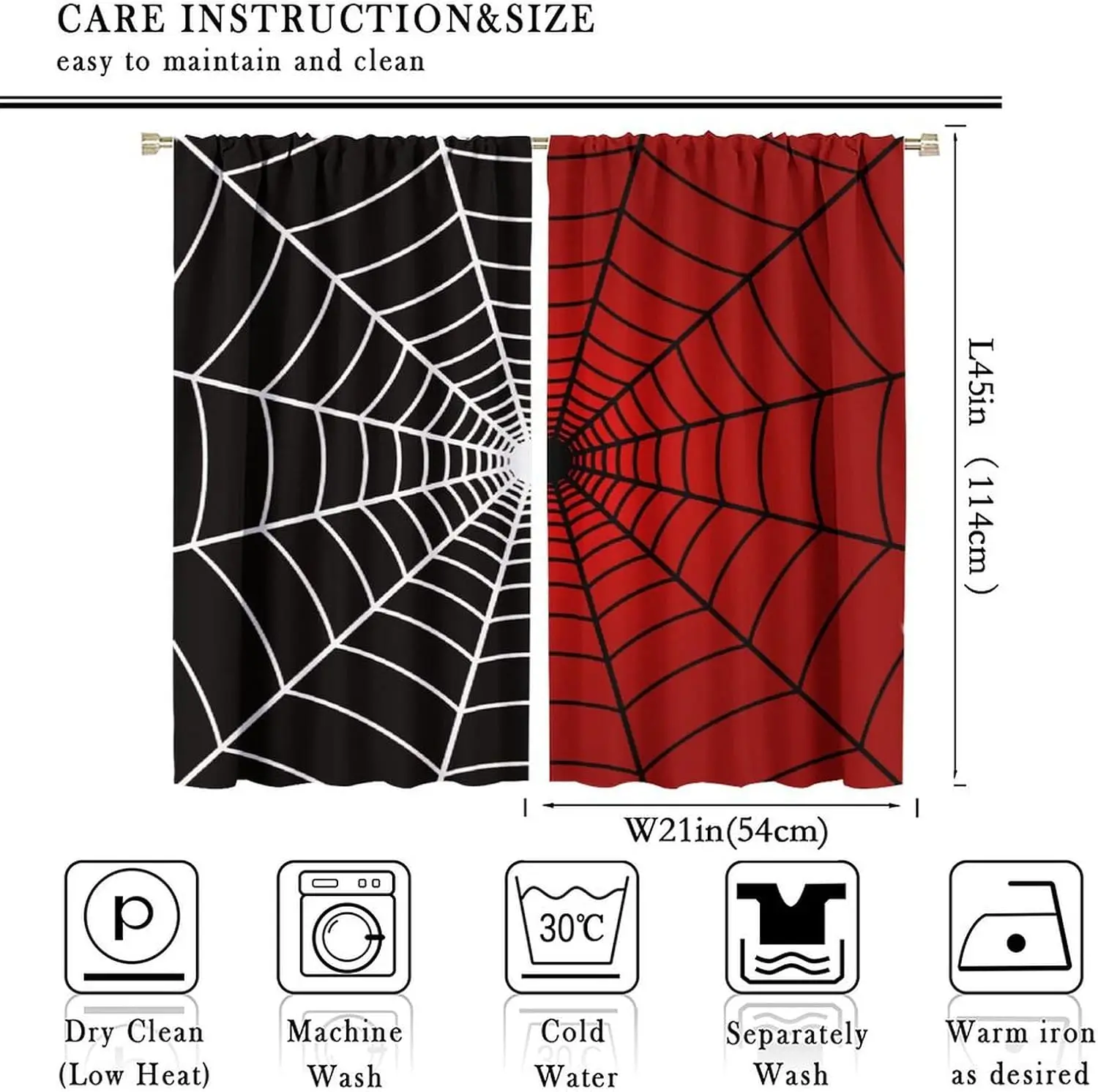 Scary Halloween Spiderweb Curtains Red Black Backdrop Polyester Home Decor Party Decoration Curtain Ghoul Masquerade Room