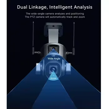 HIKWIFI 4G WiFi 20X Zoom لاسلكي خارجي يعمل بالطاقة الشمسية الأمن السيارات الإنسان المسار عدسة مزدوجة 8MP CCTV 4g كاميرا Ptz الشمسية #4