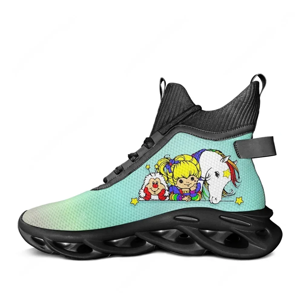 

Кроссовки Rainbow Brite High Top с мультяшным принтом для мужчин, женщин и подростков, удобные беговые кроссовки на шнуровке, сетчатая обувь, индивидуальный дизайн