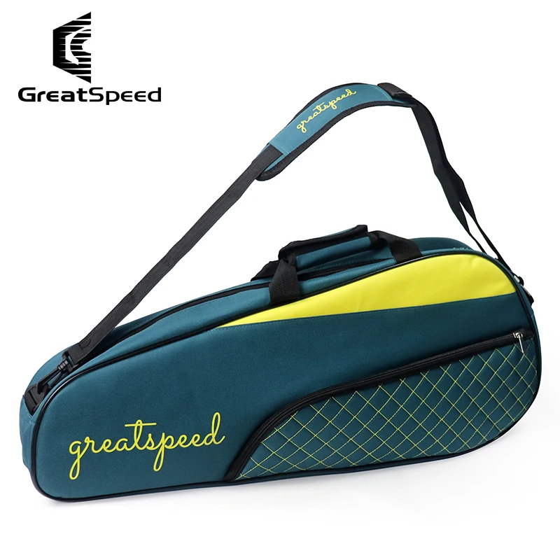 GREATSPEED Confezione da 3 borse per racchette da tennis con tracolla per uomo e donna, borsa dedicata per racchette da badminton