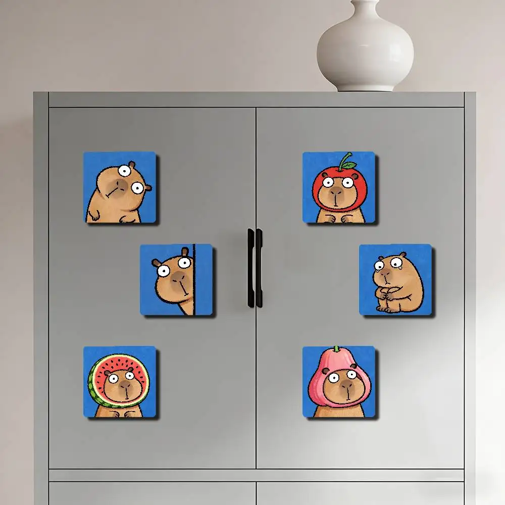 Cartoon C-Capybara Refrigerator Magnets Magnet Personalized Fridge Magnet Square Shape Fridge Refrigerator Wall Door Decoration