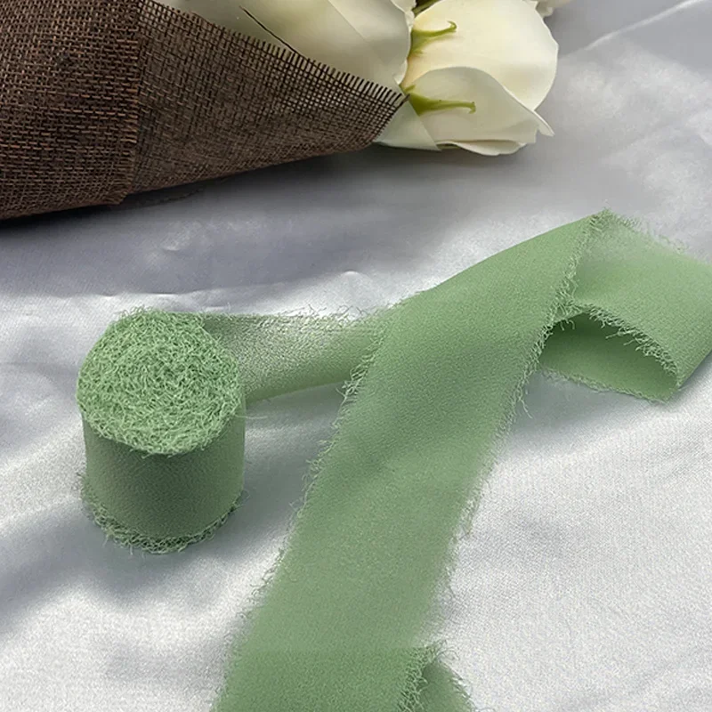 Desfiado afiado fita de renda cinta chiffon fita de seda cetim feito à mão para convite de casamento buquês festa de aniversário decoração diy