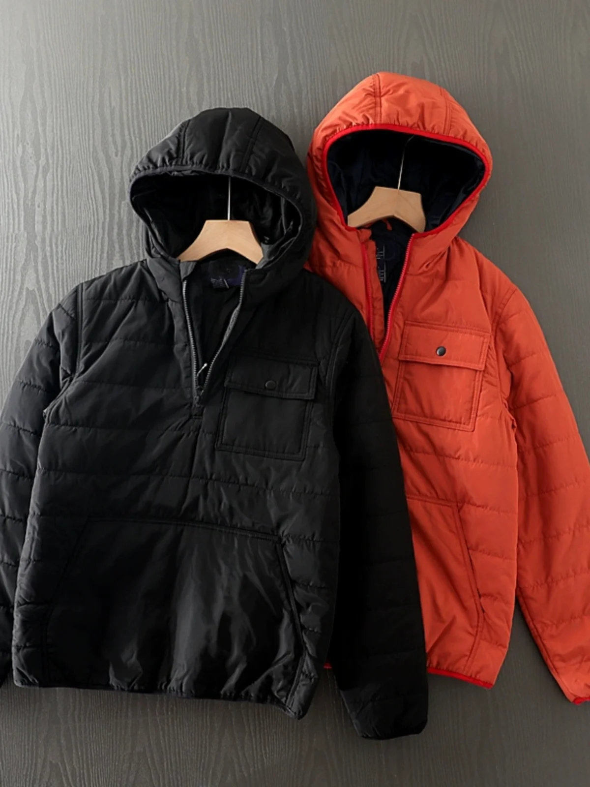

Warmth Insulated Hooded Men's Snow Cotton Jaet Outdoor Faionable Thiened Zipper Closure Casual Loose Fit Youth Coat