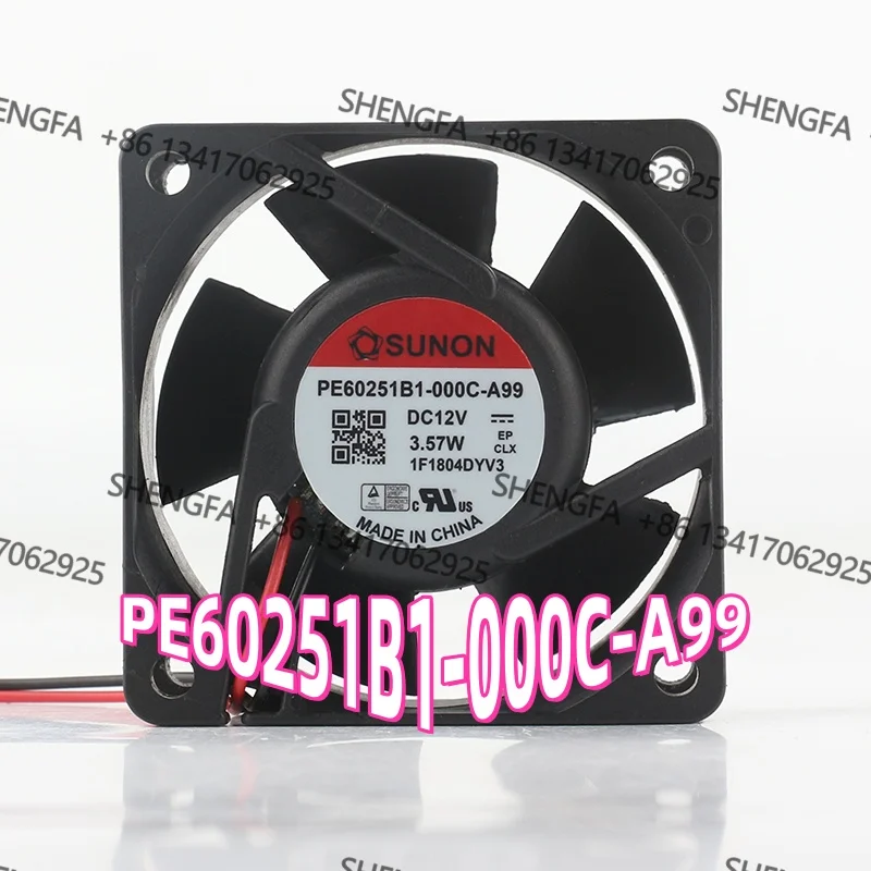Newly built SUNON 6CM 6025 12V 3.57W maglev switch Silent 2-wire PE60251B1-000C-A99 cooling fan