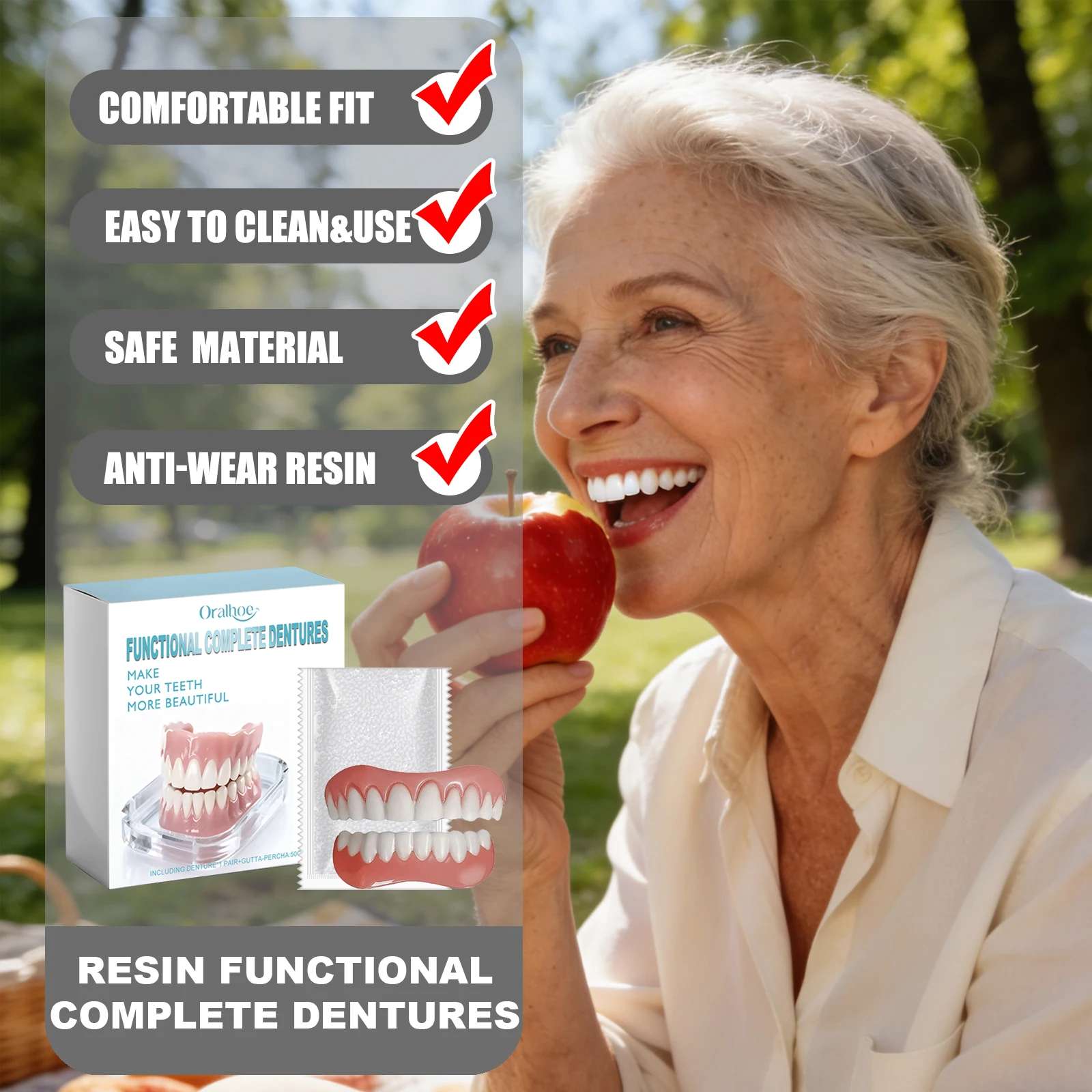 ORALHOE Functional Complete Dentures Comfortable Fit Make Smile More Charming Convenient Cleaning  Safe Anti-Wear
