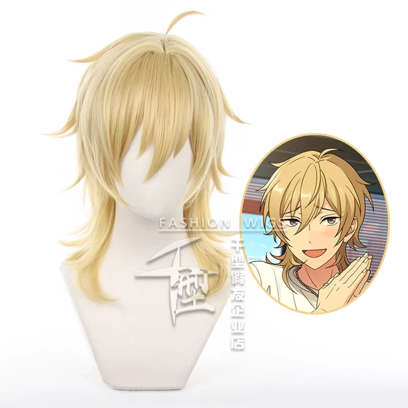 เกม ES Ensemble ดาว Hakaze Kaoru คอสเพลย์วิกผม Hakaze Kaoru สั้น Flax Gold ทนความร้อนผม Hakaze Kaoru Wigs