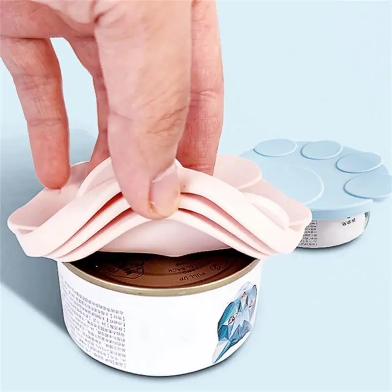 Portable Silicone Dog Cat Canned Lid 3-Ring Food Sealer Spoon Pet Food Cover Storage Fresh-keeping Lids Bowl Dog Accessories