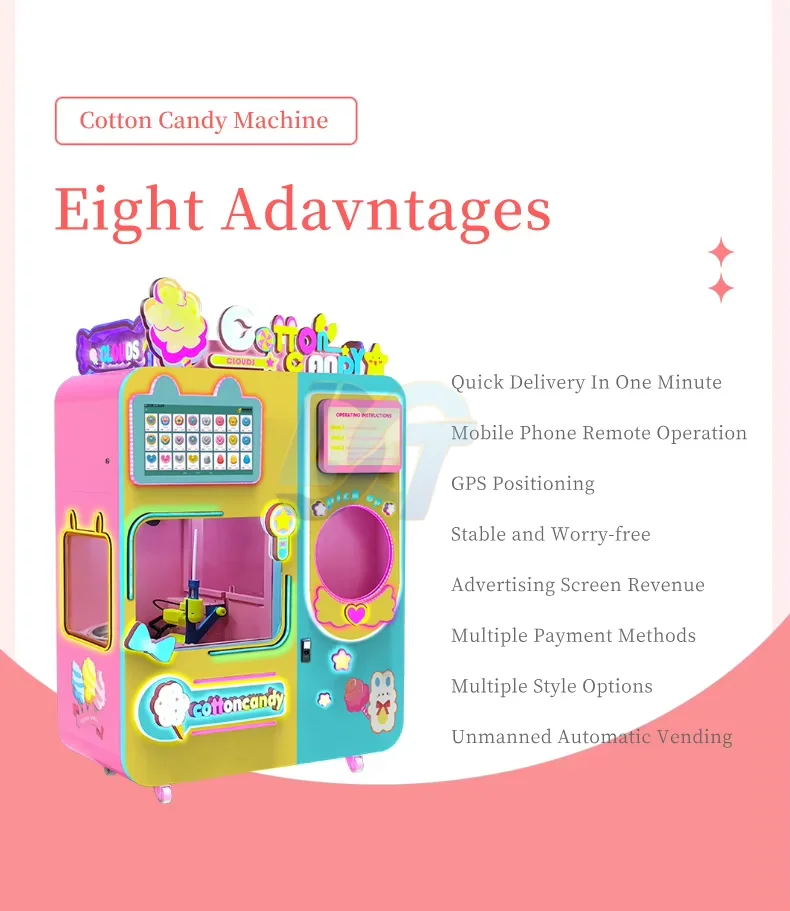 Cotton Candy Floss Machine Fully Automatic Sugar Cotton Candy Vending Machine Professional Cotton Candy Machine