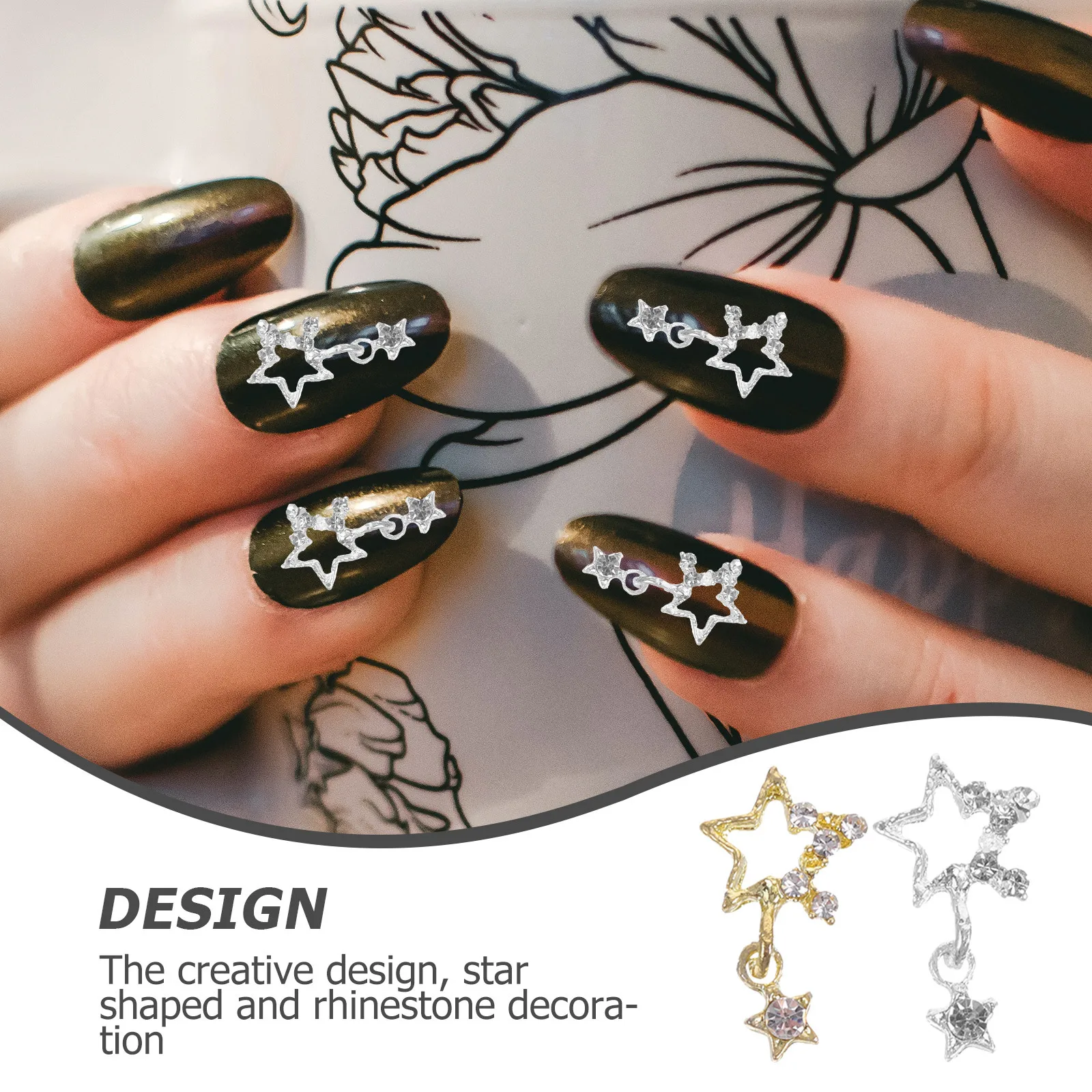 30 stuks stervorm nagelbedels metalen decoratieve nageldecoratiebedels voor acrylnagels strass manicurebenodigdheden