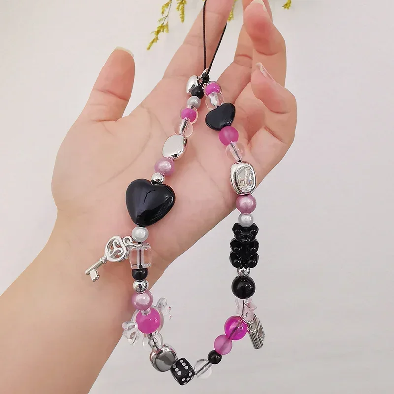 

Мобильный ремешок, короткая веревка на запястье, браслет ручной работы из бисера, кулон, сердце девушки, бабочка, милая крутая круглая цепочка из бисера Spice Girl