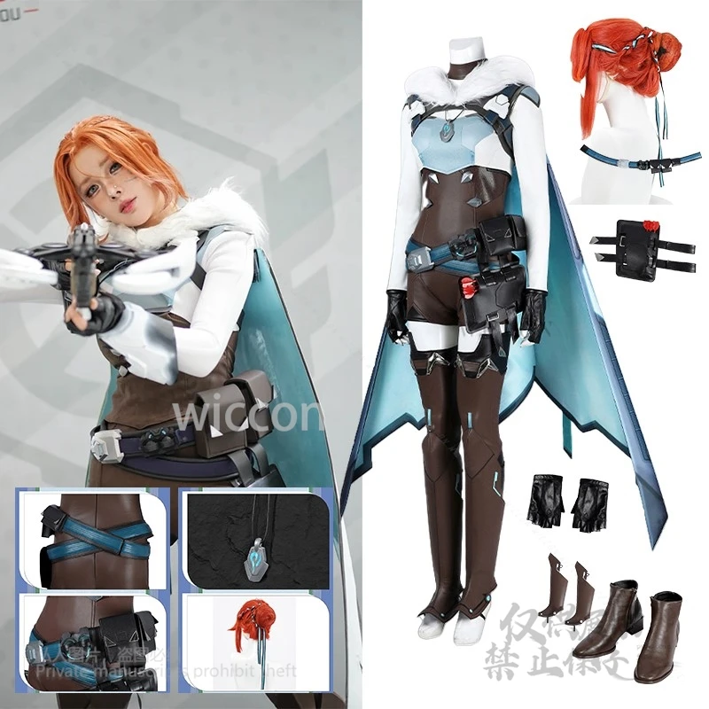 Anime Game Freyja Cosplay Costume Jumpsuit Hooded Cloak Gloves Full Set Props Outfits Female Halloween Party Carnival Customized