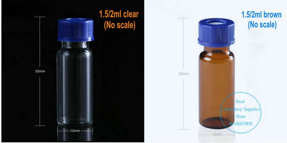 Imagem -04 - Vidro de Laboratório Claro Marrom Líquido Cromatografia Garrafa de Amostra de Vidro com Tampas Abertas Conjunto de Laboratório de Química 100 Peças Lote 2ml 4ml