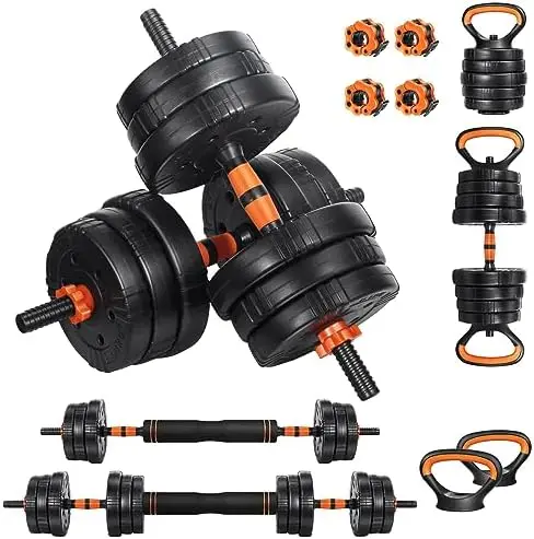Adjustable Dumbbell Set, 22/44/66/88lbs Free Weights Dumbbells for Home Gym, 4 in 1 Set, Barbell, Dumbbell, Kettlebell Set