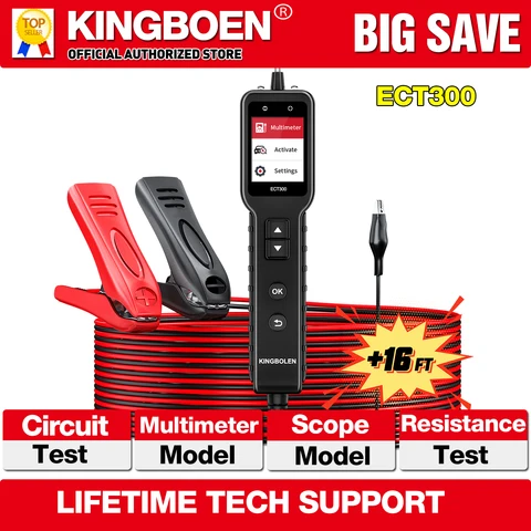 KINGBOLEN ECT300 Автомобильный тестер электрических цепей со светодиодным дисплеем, комплект зондов для осциллографа, тест сопротивления 0 В-80 В
