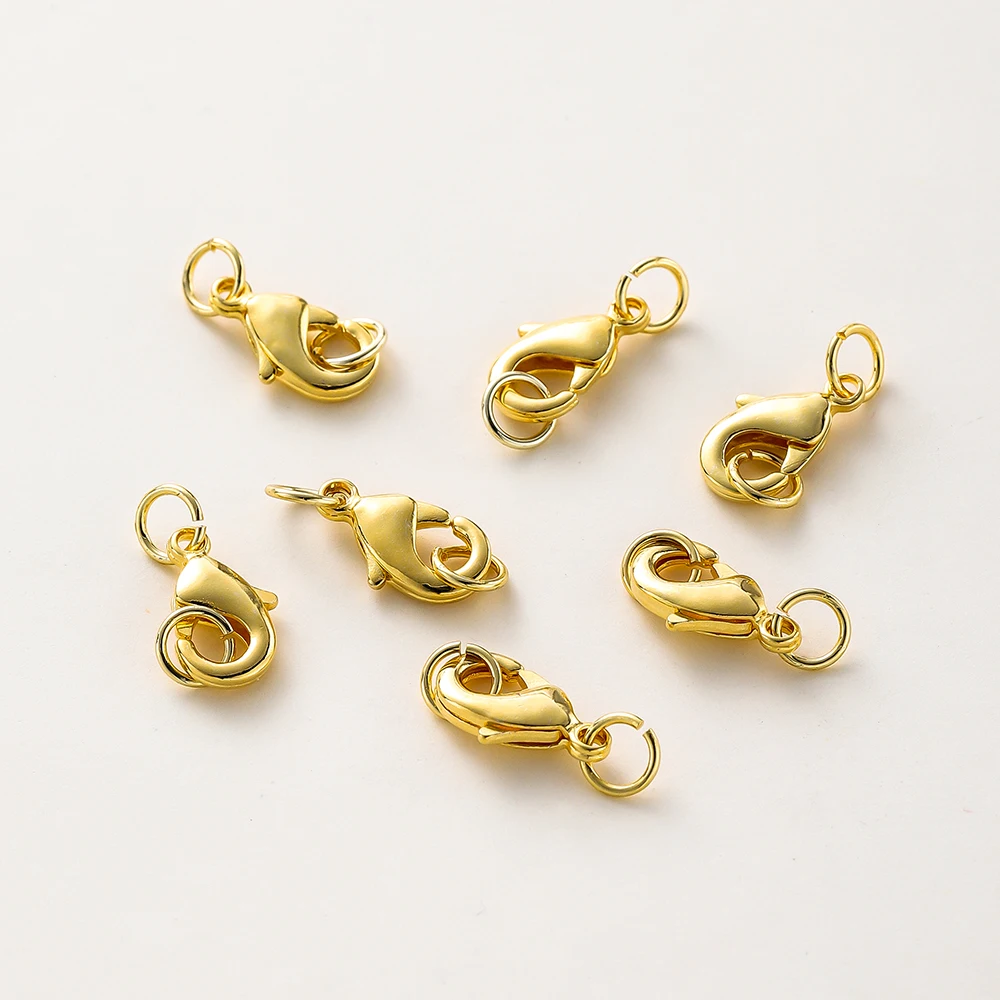 

14K/18K Gold Color Plated Brass 10Pcs Lobster Clasp with 20Pcs Open Jump Rings DIY Findings Kit for Bracelet Jewelry Making