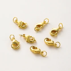 14K/18K Gold Color Plated Brass 10Pcs Lobster Clasp with 20Pcs Open Jump Rings DIY Findings Kit for Bracelet Jewelry Making