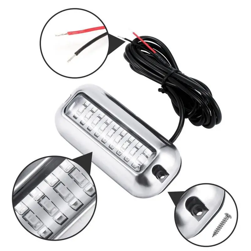 1PCS 27LED Stainless Steel Waterproof Lights Underwater Pontoon For Marine Boat Transom & Light Sailing Lamp 12-24V