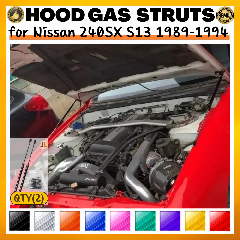

Qty(2) Hood Struts for Nissan 240SX S13 1989-1994 Front Bonnet Modify Gas Springs Shock Absorbers Lift Supports Dampers