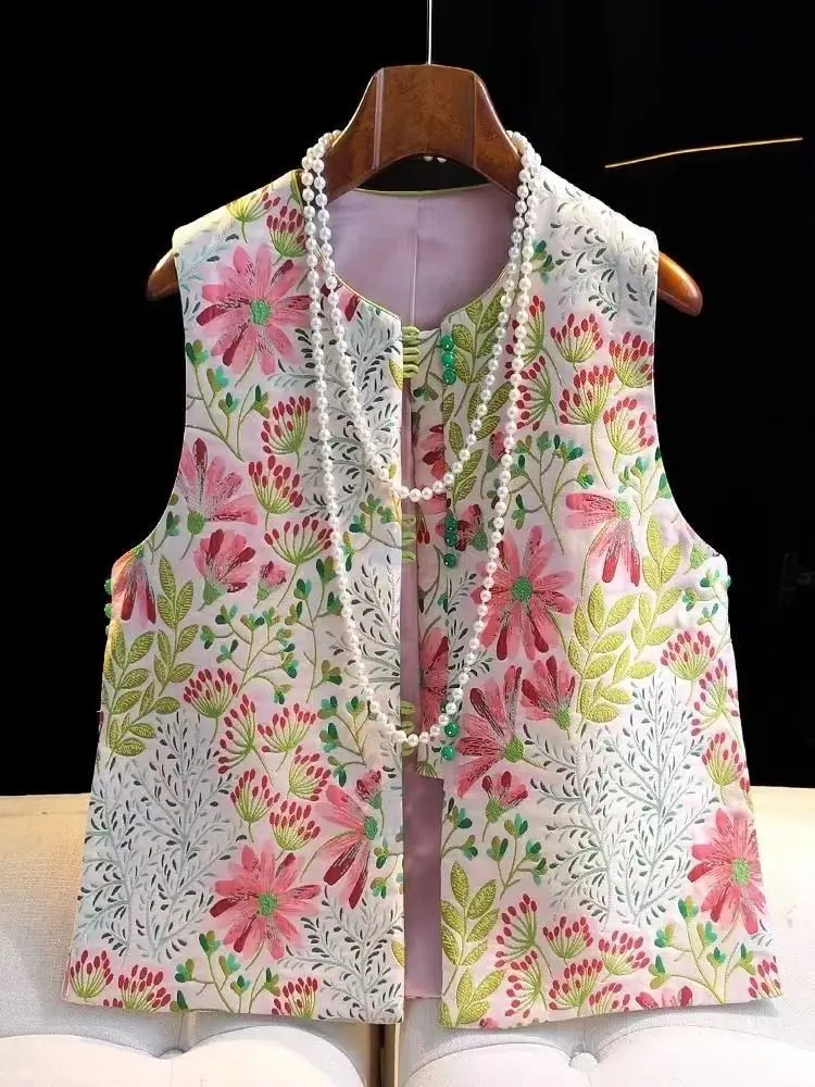 

New Chinese style women's clothing top embroidered vest sleeveless camisole jacket waistcoat women chalecos