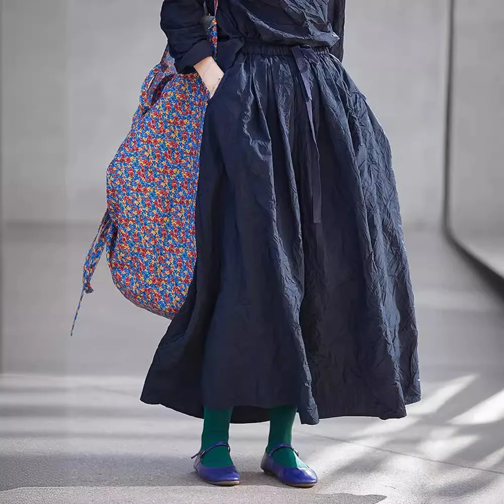 

Новое поступление, весна-лето, художественный стиль, женская длинная юбка трапециевидной формы с легкими складками, универсальные повседневные свободные юбки с высокой талией, высокое качество